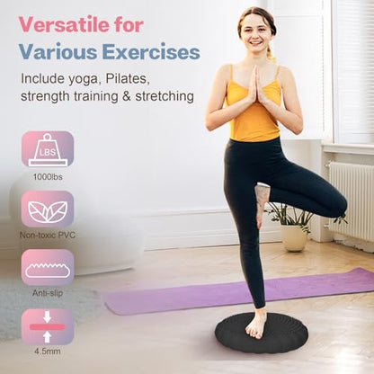 kisnbld Wobble Cushion, Balance Disc with Pump, Core & Posture Training - color: 1Black