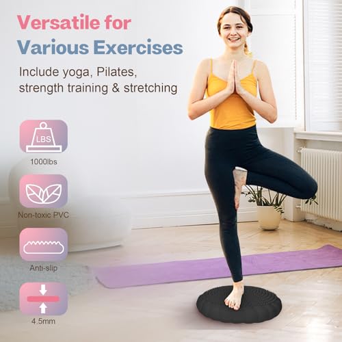 kisnbld Wobble Cushion, Balance Disc with Pump, Core & Posture Training - color: 2Black