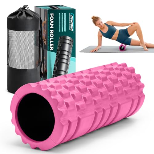 Foam Roller 13" Multi Density Fitness Exercise for Muscle Recovery | Massage Roller for Deep Tissue, Relieves Tight, Sore Muscles & Kinks, Improves Mobility & Circulation, Targets Key Body Parts - color: Pink