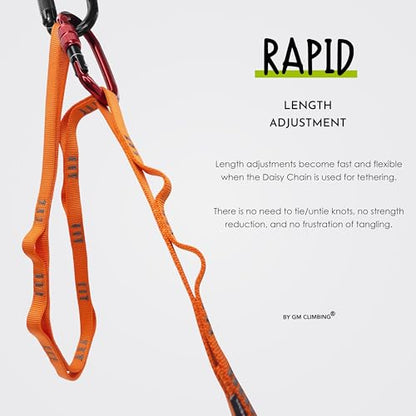 GM CLIMBING 16mm Nylon Daisy Chain Sling 22kN 120cm / 48in CE UIAA Certified for Leading Aid Climb Ascender Rigging Hammock Suspension - color: Gray | 2 Pack