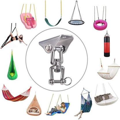 2 Pcs Swing Hangers Heavy Duty Stainless Steel Ceiling Swing Mount 360° Silent Swing, Playground Porch Yoga Seat Trapeze, Hammock Chair, Hanging Kit, Swing Set Indoor Outdoor