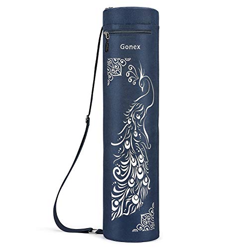 Gonex Yoga Mat Bag, Full-Zip Mat Carrier | 600D Oxford Fabric, Wet Pocket, Front Zip Pocket, Adjustable Strap, Fits Mats up to 26" - color: Dark Blue