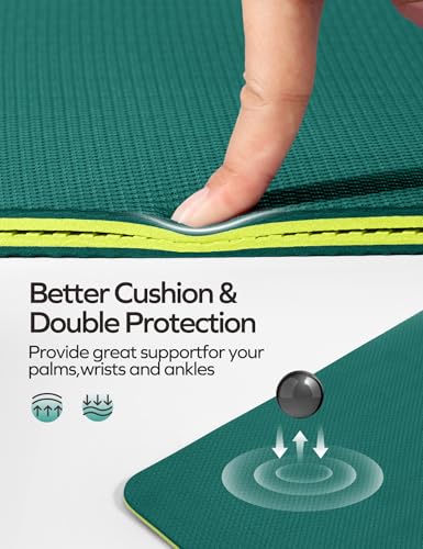Ewedoos Eco Friendly Yoga Mat Thick TPE Yoga Mat Non Slip Yoga Mats Anti-tear Exercise Workout Mat for Women Men Kids Yoga, Pilates and Fitness - color: Green Yoga Mat