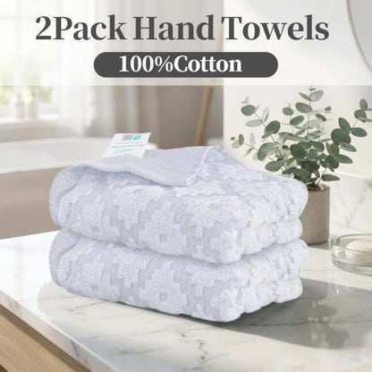 VOOVA & MOVAS Light Purple Hand Towels 2 Pack, 100% Cotton, 13x29 in | Lightweight Fluffy, Absorbent & Quick Dry, Fade Resistant, Jacquard Design, Built-in Hanging Loop, Gentle on Skin - color: Purple