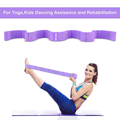 Stretch Strap, Elastic Yoga Stretching Strap, Multi-Loop for Physical Therapy, Pilates, Yoga, Dance & Gymnastics Exercise and Flexible Pilates Stretch Band - color: Purple