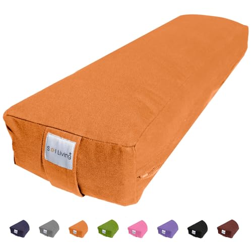 Pranayama Yoga Bolster Meditation Pillow - color: Tango, size: Rectangular 26" x 8" x 5"