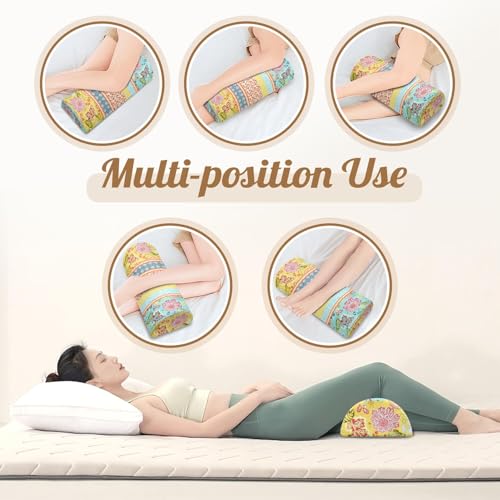 Knee Pillow for Back Sleeping – Half Moon Bolster Pillow for Under Knee While Sleeping Support, Leg & Back Pain Relief (21.5x9x5 Inches) - color: Red
