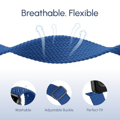 Braided Stretchy Nylon Band Compatible for Apple Watch Bands Women Men - color: Navy, size: 38mm/40mm/41mm/42mm