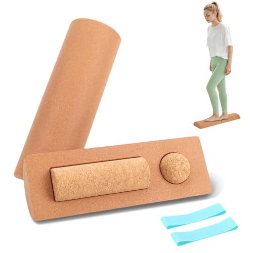 Cork Balance Board, Exerciser Trainer Set