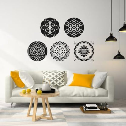Sacred Geometry Stencil 8inch Metatron's Cube/The Flower of Life Stencils | Reusable Stencils for Crafts Drawing Templates for Wall Canvas Paper Art Crafts - style: Sacred Geometric
