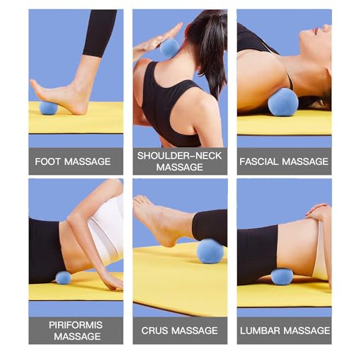 Japanese Craftsmanship Physical Massage Therapy Ball Set - Ideal for Yoga, Deep Tissue Massage,Yoga & Trigger Point Treatments. Set - 2 Extra Firm Balls W/Mesh Bag, Blue