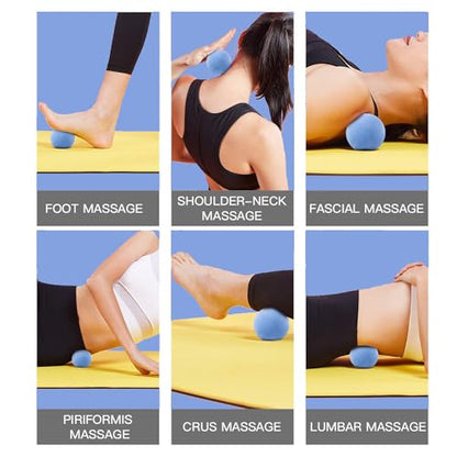 Japanese Craftsmanship Physical Massage Therapy Ball Set - Ideal for Yoga, Deep Tissue Massage,Yoga & Trigger Point Treatments. Set - 2 Extra Firm Balls W/Mesh Bag, Blue