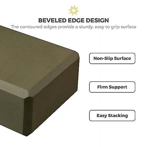 3in Yoga Blocks Bulk, 10 Pack, 3x6x9in - color: Olive Green