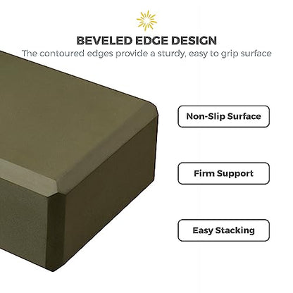 3in Yoga Blocks Bulk, 10 Pack, 3x6x9in - color: Olive Green