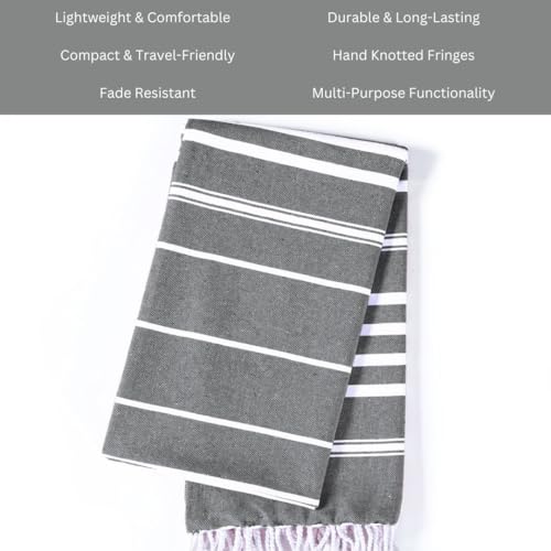 WeWove Turkish Peshtemal Beach Towels Large 39x70 Inch Set of 2-100% Cotton Soft Quick-Drying Absorbent Washable - Versatile for Beach Pool Spa Picnic Travel or Bath Use - Turkish Towels Grey - color: Grey