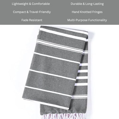 WeWove Turkish Peshtemal Beach Towels Large 39x70 Inch Set of 2-100% Cotton Soft Quick-Drying Absorbent Washable - Versatile for Beach Pool Spa Picnic Travel or Bath Use - Turkish Towels Grey - color: Grey