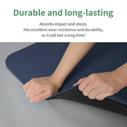 PAIDU POE Yoga Mat （10mm）Extra Thick Fitness Mat 72"x24" with Carry Strap | Non-slip, tear-resistant and suitable for all ages, perfect for yoga, Pilates, home gym and full-body workouts. - color: Navy blue & Black