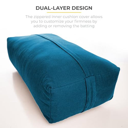 Firm Large Yoga Bolster, 24x12x6in - color: Oceanside - Zippered Cover, size: 2 Pack
