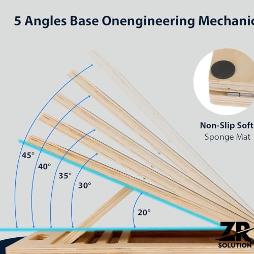 Slant Board for Calf Stretching Portable Wooden Slant Board 5 Angles Adjustable Incline Board Non-Slip Incline Wedge Stretcher Squats Physical Therapy Foot Leg Knees Toes Heel Ankle Mobility Training