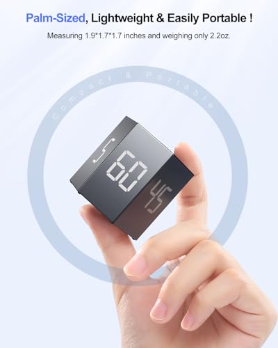 Ticktime T6 Pomodoro Timer Cube for Focus, Study, Work, Task, ADHD, Kitchen | Pomodoro Timer,Quick Flip 5/15/25/30/45/60min Countdown, Custom Timer & Stopwatch, 3 Reminder Options, Flip to Pause & Resume