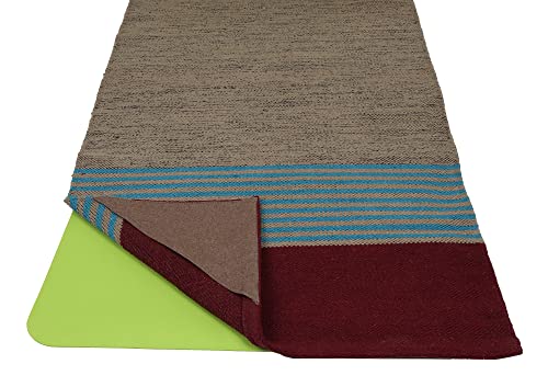 KD Willmax Yoga Mat Towel Non Slip Cotton Rug Blanket Cover with Pockets - color: GREY-MAROON