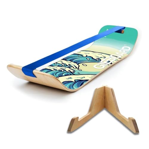 GIBBON SlackBoard, Balance Board Kids & Adults, Slackline Balance Trainer - color: Waves with Stand