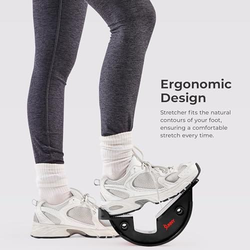 Sunny Health & Fitness Adjustable Calf & Ankle Stretcher | Plantar & Tight Calves Relief, Hamstring & Ankle Strengthener, Mobility & Stretching Device, Fits All Shoe Sizes - color: Black