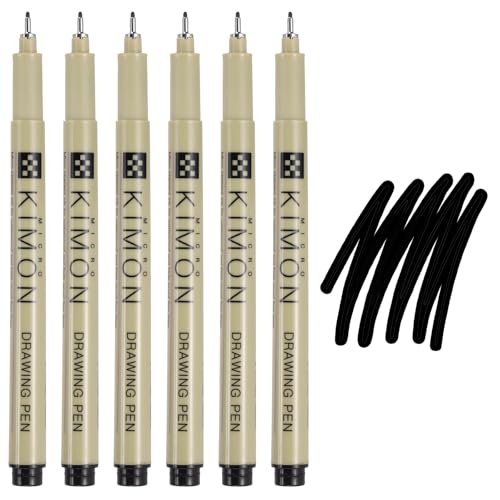 PATIKIL Fineliner Pens, 0.8mm Fine Points Drawing Pen Waterproof Inking Markers Liner Artist Watercolor Supplies Drawing Kit for Adult Sketching Journaling, Pack of 6 - style: 0.8mm Fine Points