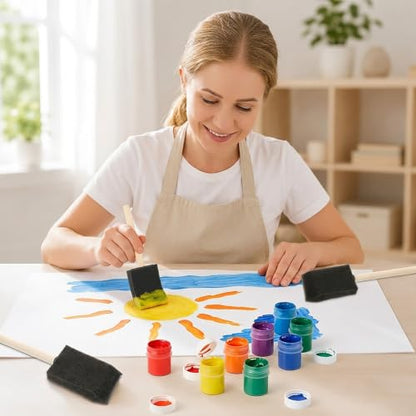 8 PCS Foam Paint Brushes, 1.6 Inch Sponge Brushes for Painting with Wood Handle for Painting, Craft, Staining, Varnish, Touch up on Wood, Canvas