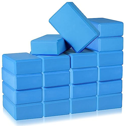 Honoson 20 Pcs Yoga Blocks Bulk 9''x6''x3'' High Density EVA Foam Blocks for Exercise Pilates Meditation, Lightweight Non-slip Surface, Improve Strength Balance Flexibility - color: Dark Blue