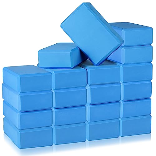 Honoson 20 Pcs Yoga Blocks Bulk 9''x6''x3'' High Density EVA Foam Blocks for Exercise Pilates Meditation, Lightweight Non-slip Surface, Improve Strength Balance Flexibility - color: Dark Blue