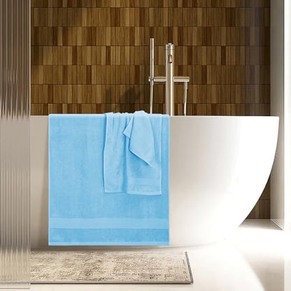 Belizzi Home 8 Piece Towel Set 100% Ring Spun Cotton, 2 Bath Towels 27x54, 2 Hand Towels 16x28 and 4 Washcloths 13x13 - Ultra Soft Highly Absorbent Machine Washable Hotel Spa Quality - Light Blue - color: Light Blue, size: 8 Piece Towel Set