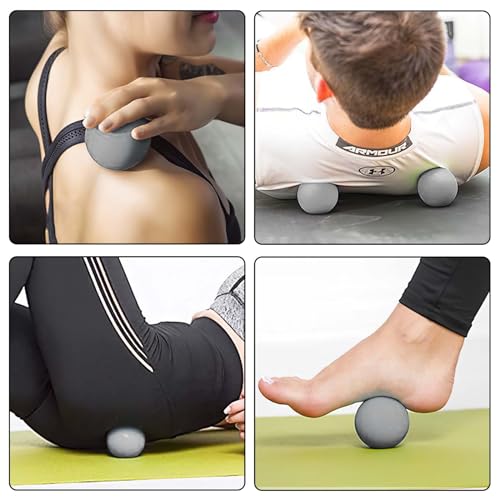 WOVTE Massage Lacrosse Ball for Sore Muscles, Shoulders, Neck, Back, Foot, Body, Deep Tissue, Trigger Point, Muscle Knots, Yoga and Myofascial Release (Grey) - color: Grey
