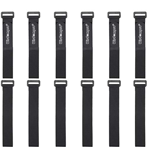 Wisdompro 12 Pack 1 x 12 Inch Long Hook and Loop Tie Down Straps Heavy Duty - size: 1 x 12 Inch, 12 Pack
