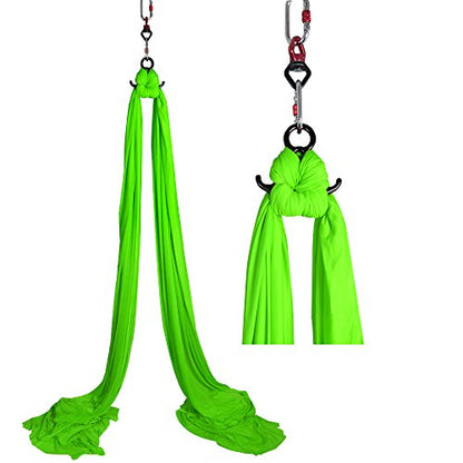 Durable Aerial Silks Starter Kit with 11-Yard Yoga Hammock & Hardware | Aerial Swing for Acrobatic Flying Yoga & All Levels, Aerial Rigging Point up to 14ft, Durable, Safe - color: Light Green