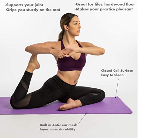 Aeromat Elite Yoga Pilates Mat 5 mm Thick (24" x 72") for Yoga or Pilates Practice, General Exercises - color: Celeste