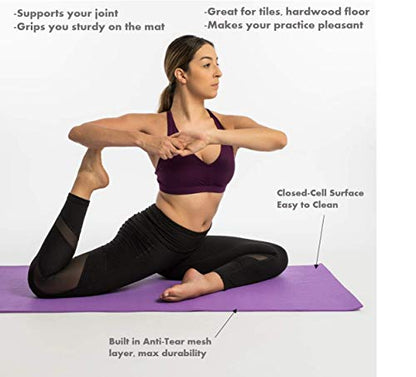 Aeromat Elite Yoga Pilates Mat 5 mm Thick (24" x 72") for Yoga or Pilates Practice, General Exercises - color: Celeste