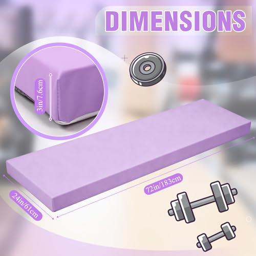 Lyrow 3 Inch Thick Yoga Mat, 72 x 24 Inch Cushioned Foam Floor Mat with Carry Strap, Non Slip PU Leather Workout Pad for Pilates, Stretching, Restorative Yoga and Home Gym - color: Lavender Purple