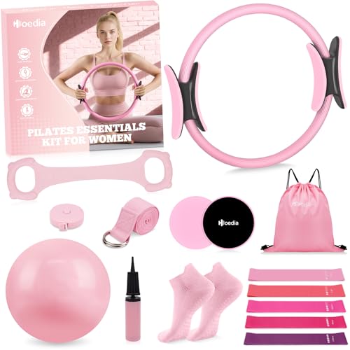 Hoedia Pilates Kit for Women, Pilates Equipment Ring and Ball Set - color: Pink