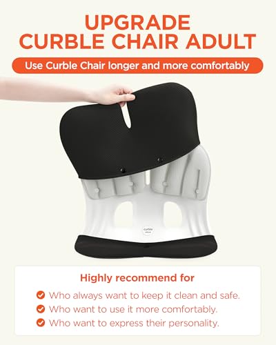 curble Grand Cover, Detachable Cover for Adult Chair, Ergonomic Chair Back Support and Lumbar Support (Black) - color: Cover Black