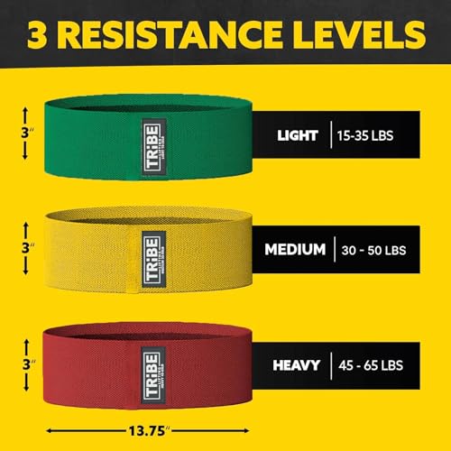 Fabric Resistance Bands for Working Out, 3-Pack for Legs and Glutes - color: Multicolor