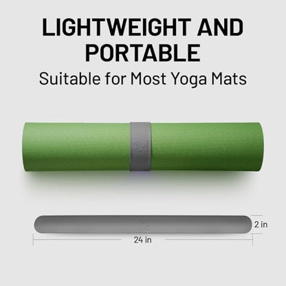 Slim Panda Yoga Mat Strap Slap Band, One Snap Keeps Mats Tightly Rolled, Heavy-Duty Clasp Fits Most Size Mats(24" L X 2" W) - color: Grey