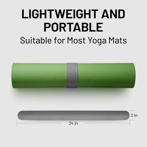Slim Panda Yoga Mat Strap Slap Band, One Snap Keeps Mats Tightly Rolled, Heavy-Duty Clasp Fits Most Size Mats(24" L X 2" W) - color: Grey