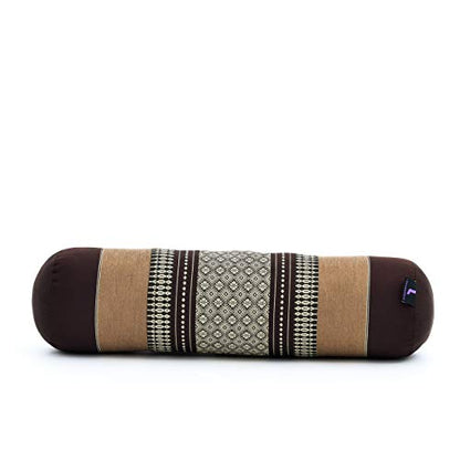 Leewadee Small Yoga Bolster – Shape-Retaining Cervical Neck Roll, Tube Pillow for Comfortable Reading, Kapok Filling, 22 x 6 x 6 inches - color: Sf10 - Brown