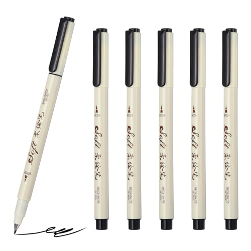 PATIKIL Fineliner Colored Pens, 6 Pcs Black Felt Brush Tip Fineliner Marker Waterproof Ink Watercolor Coloring Book Art Supplies Set for Artist Journaling Scrapbooking - color: Black