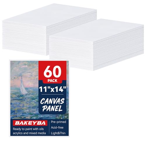 60 Pcs 11x14 Inch Canvas Boards for Painting Pre-Primed White | Blank Cotton Canvas Panels for Acrylics Oil Paints - size: 11"x14"- 60pcs