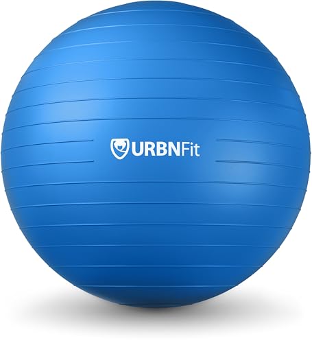 URBNFit Exercise Ball - Yoga Ball for Workout Pregnancy Stability - AntiBurst Swiss Balance Ball w/ Pump - Fitness Ball Chair for Office, Home Gym - color: Blue, size: XL (28" - 30") 75cm