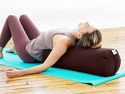 Sol Living Yoga Bolster Pillow for Restorative Yoga, 100% Cotton Meditation Cushion, Extra Firm Support Bolster for Yoga Body Pillow with Removable Washable Cover and Carry Handle