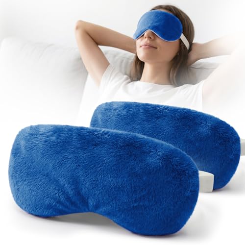 MORLIDEN Heated Eye Mask for Dry Eyes & Stye - Microwavable Warm Compress | For Blepharitis, Chalazion, MGD-Lightweight, No Heavy Pressure-Reusable Moist Heat Mask with Natural Flaxseed (Blue2P) - color: Blue2pcs