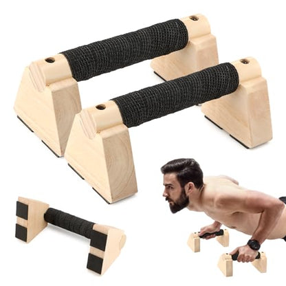 Wood Parallettes Bars for Home Workout, Push Up Bars & Dip Stands, Wooden Calisthenics Equipment Handstand Blocks for Strength Training, Rehabilitation & Gymnastics - size: 25cm